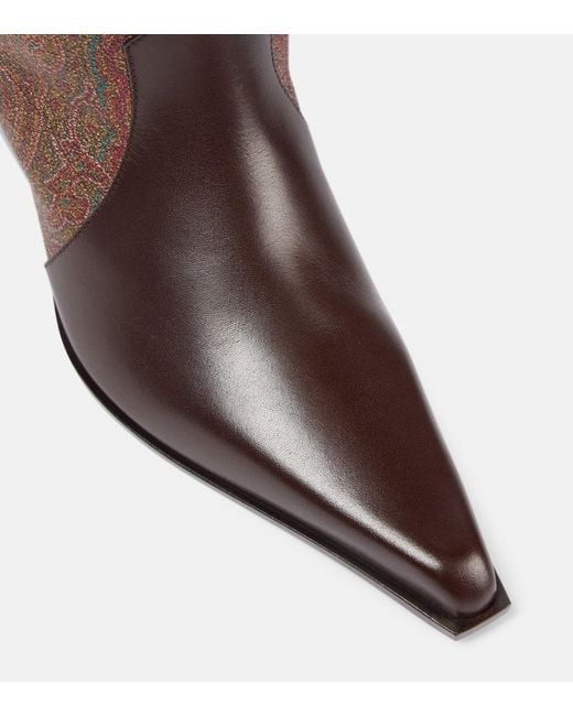Etro Brown Paisley Coated Canvas Knee-High Boots