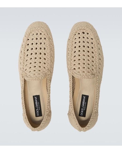 Dolce & Gabbana White Woven Loafers for men