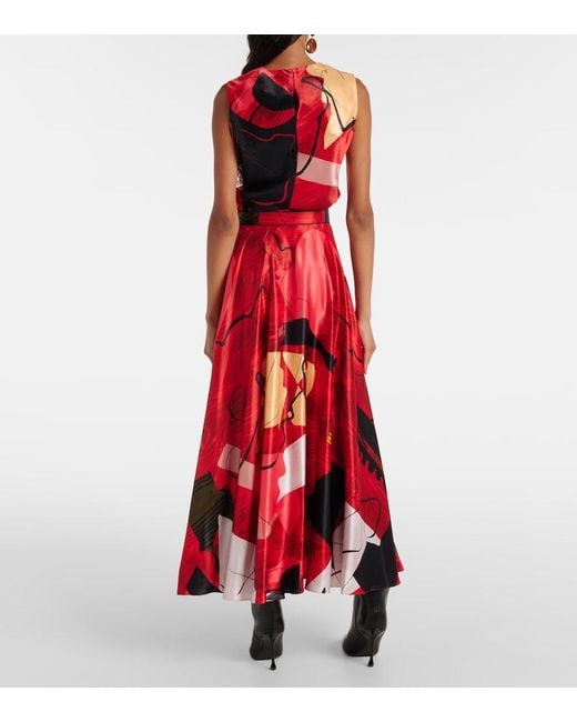 Roksanda Red Kiara Printed Satin Top