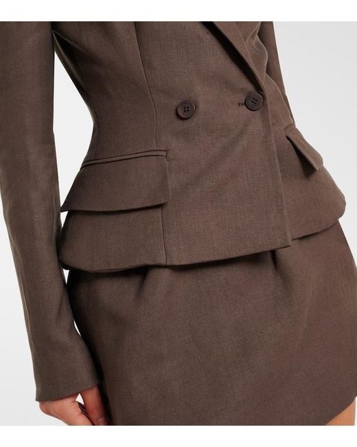 Magda Butrym Brown Peplum Linen Blazer