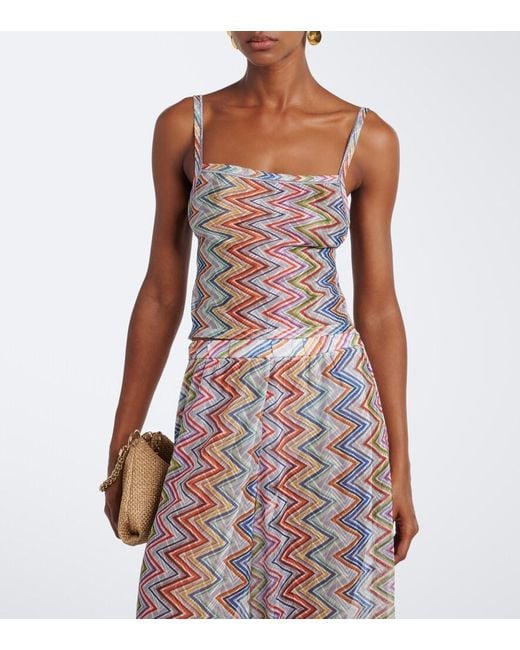 Missoni Blue Zigzag Open-Back Top
