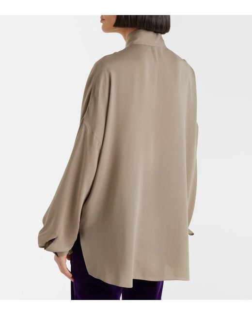 Tom Ford Brown Tie-Neck Silk Georgette Blouse