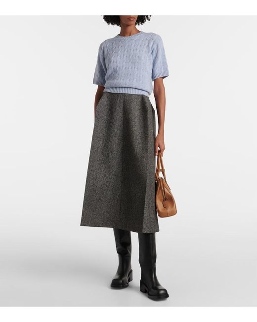 Prada Gray Wool Maxi Skirt