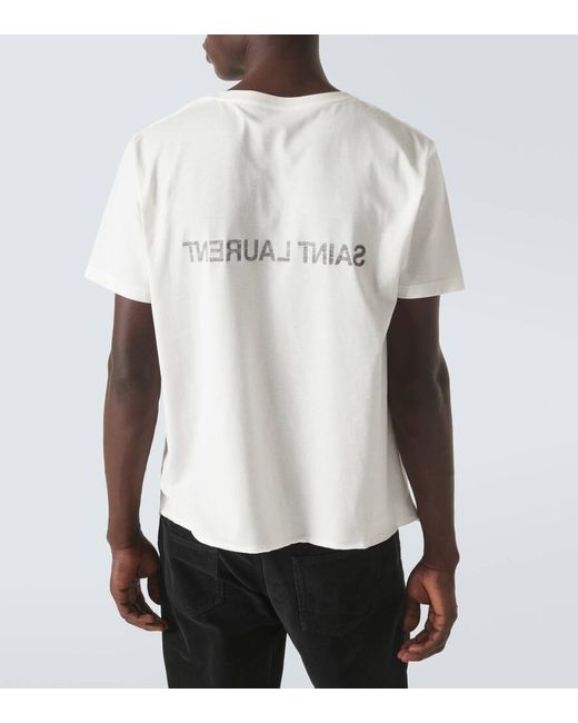 Saint Laurent White Logo Cotton Jersey T-shirt for men
