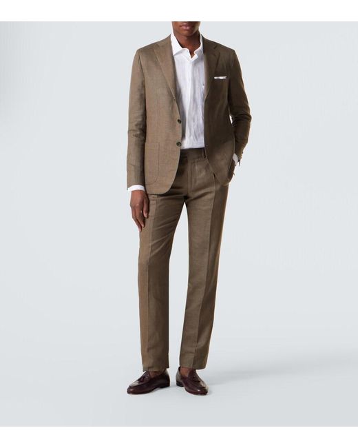 Kiton Natural Linen, Wool, And Silk Suit for men