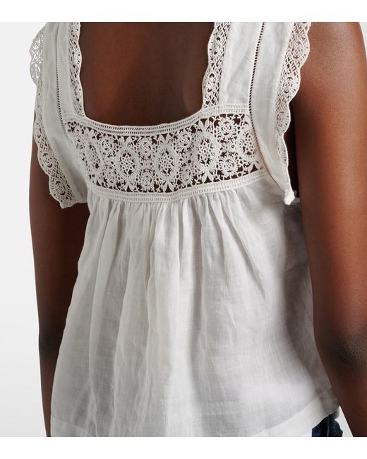 Citizens of Humanity White Mia Lace-Trimmed Top