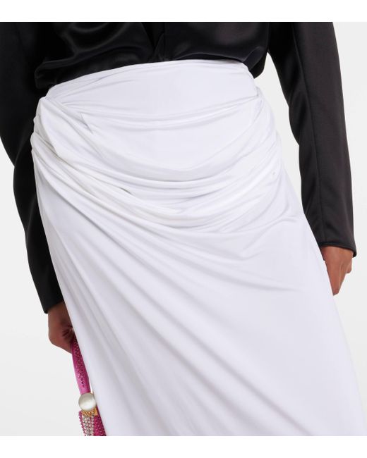 Magda Butrym White Draped Jersey Maxi Skirt
