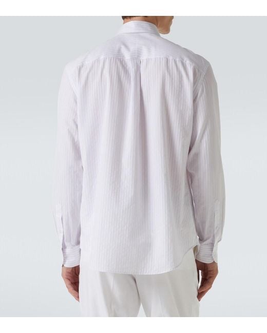 Dunhill White Striped Cotton Oxford Shirt for men