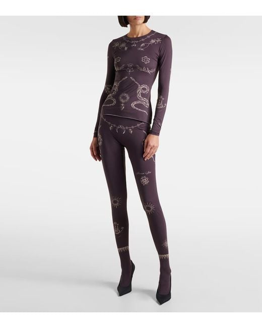 MARINE SERRE Purple Bedruckte Strumpfhose Aus Jersey