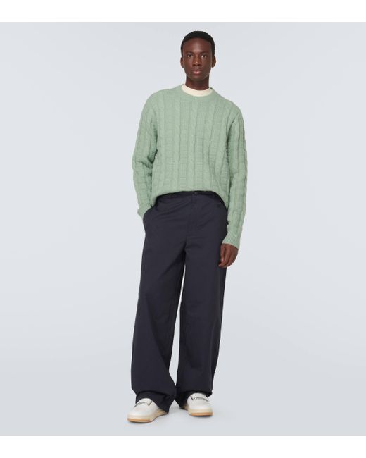 Acne Green Cable-knit Wool-blend Sweater for men