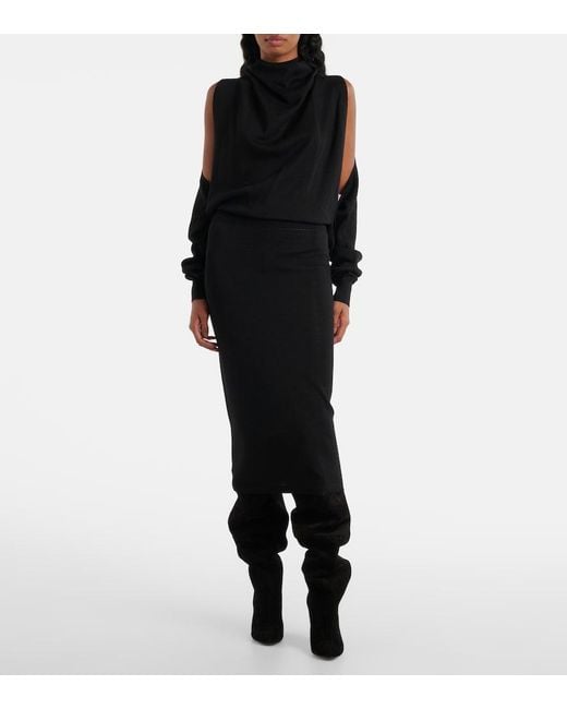 Alaïa Black Cut Out Midi Dress