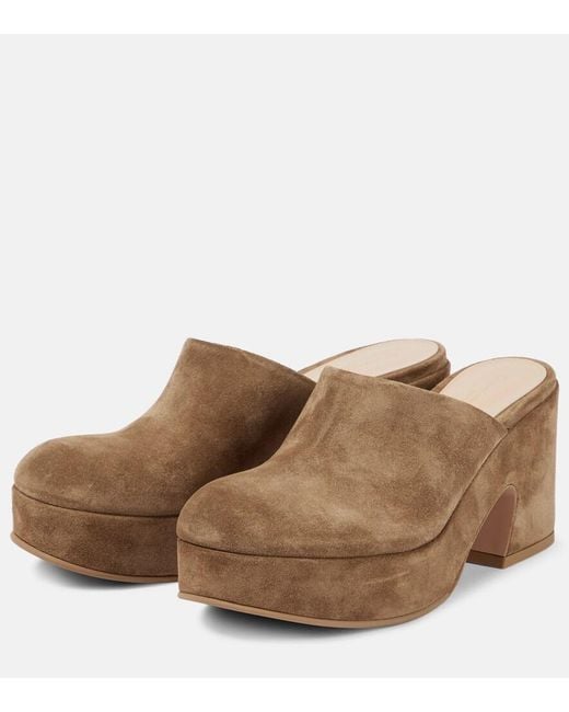 Gianvito Rossi Brown Lyss Suede Platform Mules