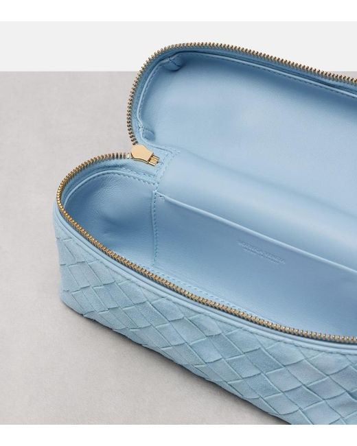 Bottega Veneta Blue Bang Bang Intrecciato Suede Vanity Bag