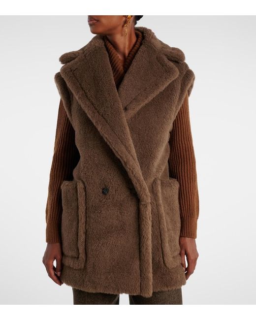 Max Mara Brown Alpaca, Wool, And Silk Teddy Vest