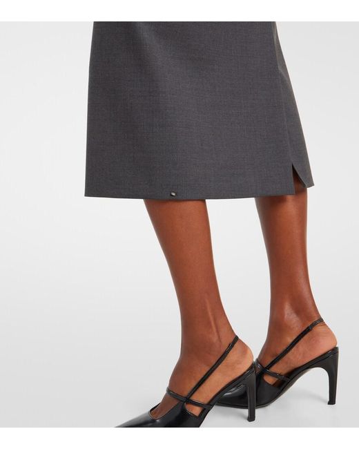 Sportmax Gray Finire Virgin Wool Pencil Skirt