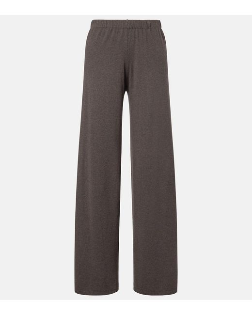 Lisa Yang Gray Aina Cotton And Cashmere Wide-Leg Pants