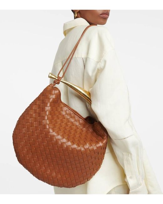 Bottega Veneta Brown Sardine Intrecciato Large Leather Shoulder Bag