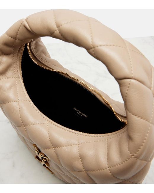Saint Laurent Natural Icarino Baby Quilted Leather Top-Handle Bag