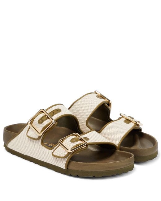 Birkenstock 1774 Arizona Canvas And Leather Sandals in Khaki (Brown) Lyst