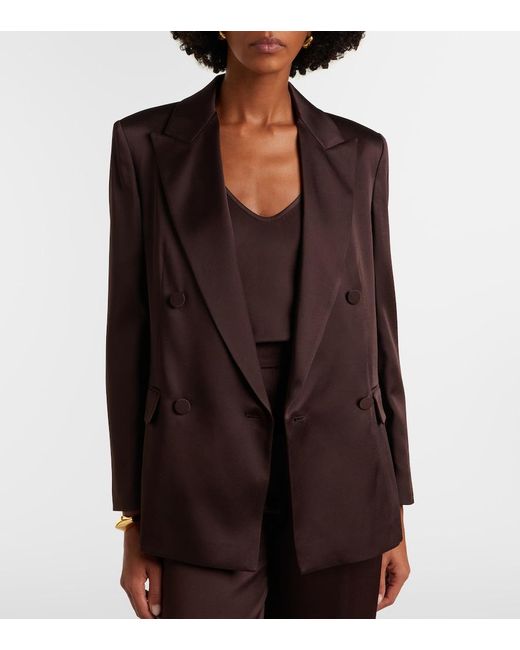 Max Mara Brown Arca Double-Breasted Satin Blazer