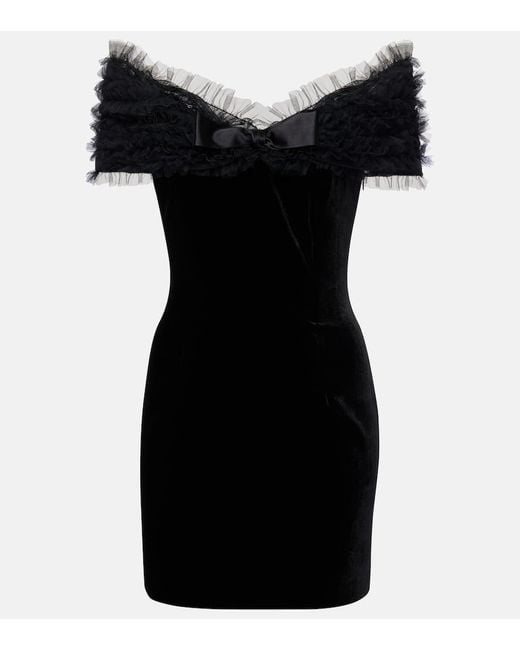 Robe En Velours Et Tulle Alessandra Rich en coloris Black