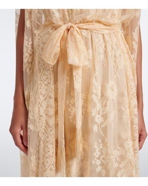 Zimmermann Natural Valiant Caped Lace Maxi Dress