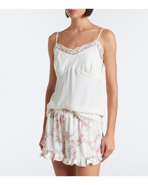 Simone Rocha White Lace-Trimmed Crepe De Chine Camisole