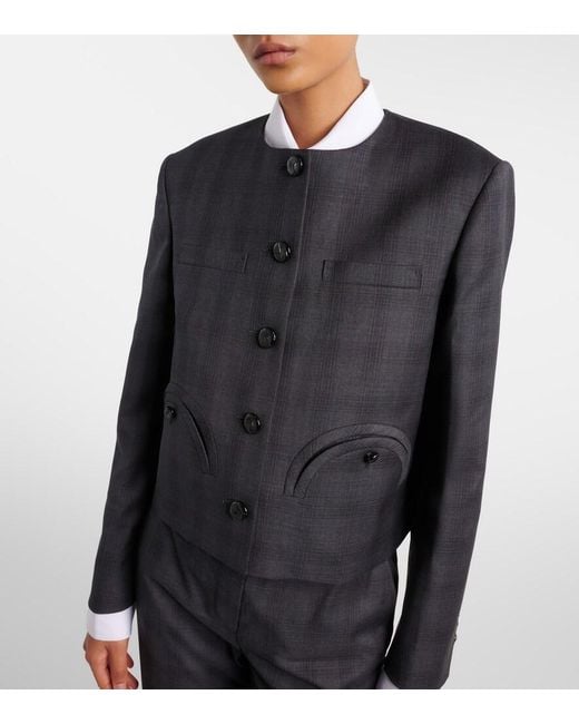Blazé Milano Black Shamo Checked Virgin Wool Jacket