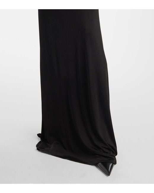 The New Arrivals Ilkyaz Ozel Black Roisin Draped Open-Back Gown