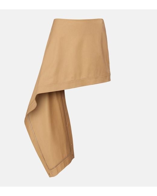 Loewe Natural Asymmetric Silk-Trimmed Cotton Miniskirt