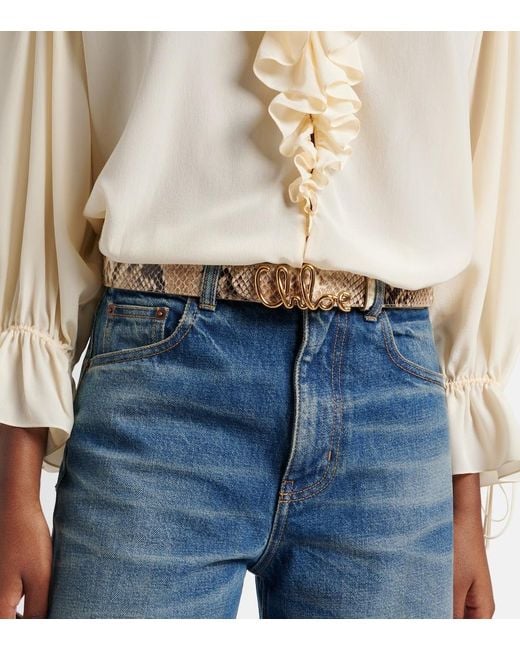 Chloé Natural Iconic Snake-Effect Leather Belt