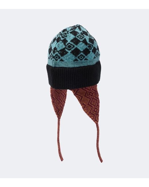 Dries Van Noten Black Jacquard Wool Beanie for men