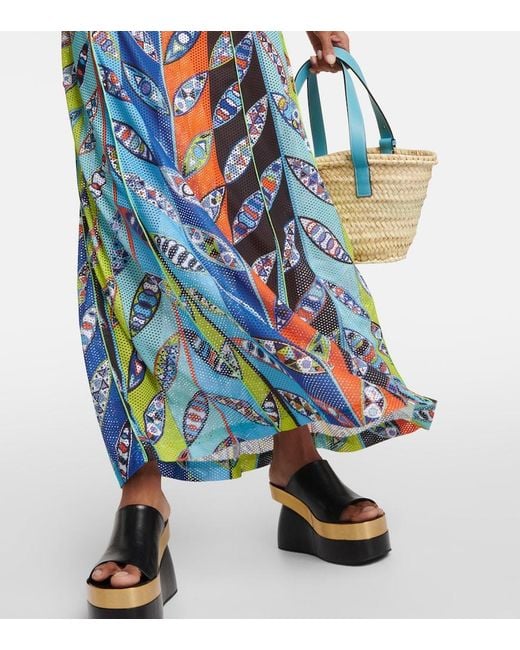 Emilio Pucci Blue Girandole Mesh Maxi Dress