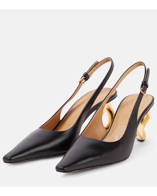 J.W. Anderson Blue Chain Heel Leather Slingback Pumps