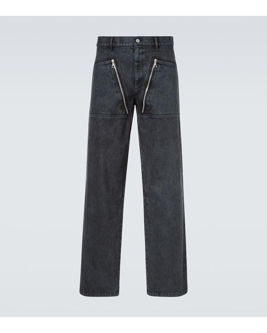 Dries Van Noten Gray Zip-Detail Wide-Leg Jeans for men