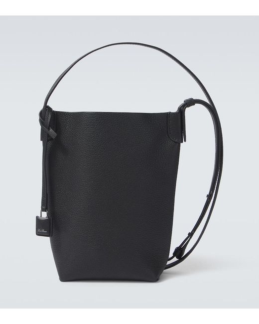 Loro Piana Black Bale Leather Phone Pouch for men