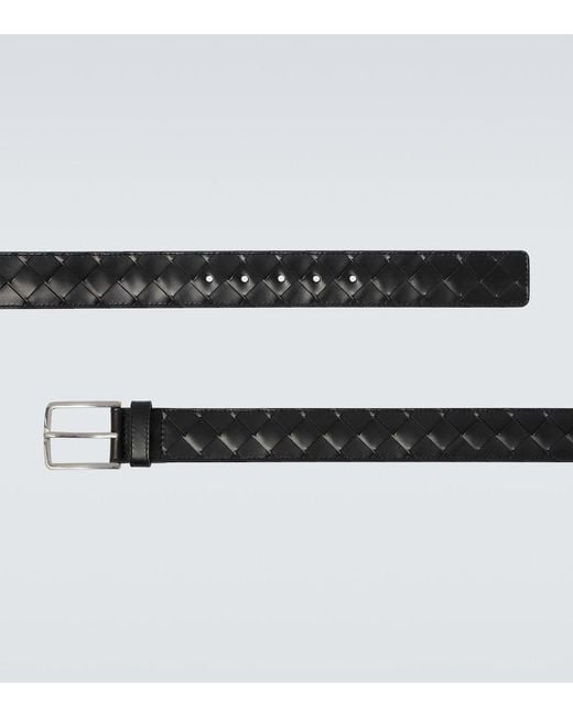 Bottega Veneta Black Intrecciato Leather Belt for men