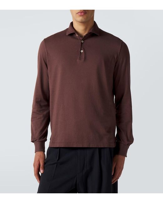 Fedeli Brown Cotton Pique Polo Shirt for men