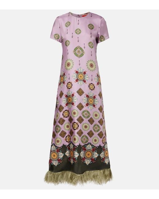 LaDoubleJ Purple Swing Printed Silk Twill Maxi Dress