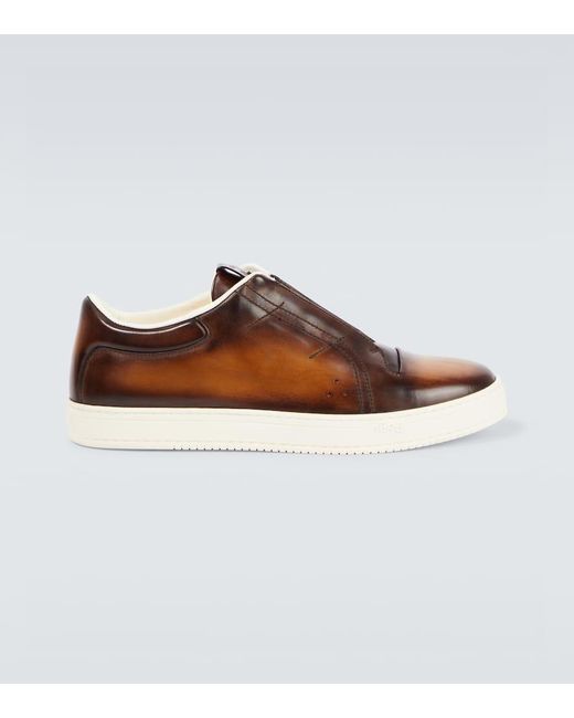 Berluti Brown Playtime Leather Slip-on Shoes for men