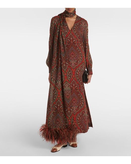 Valentino Red Voyage Imaginaire Silk Georgette Gown
