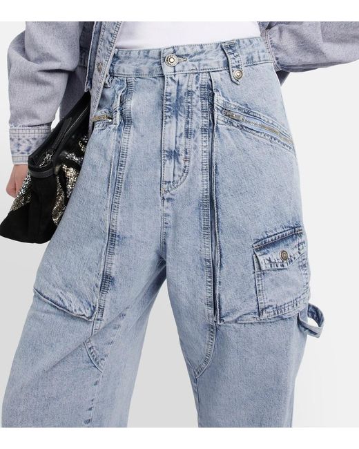 Isabel Marant Blue Paciane Wide-Leg Cargo Jeans