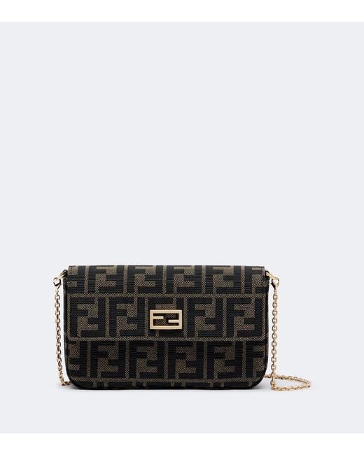 Fendi Black Mini Ff Jacquard Canvas Shoulder Bag