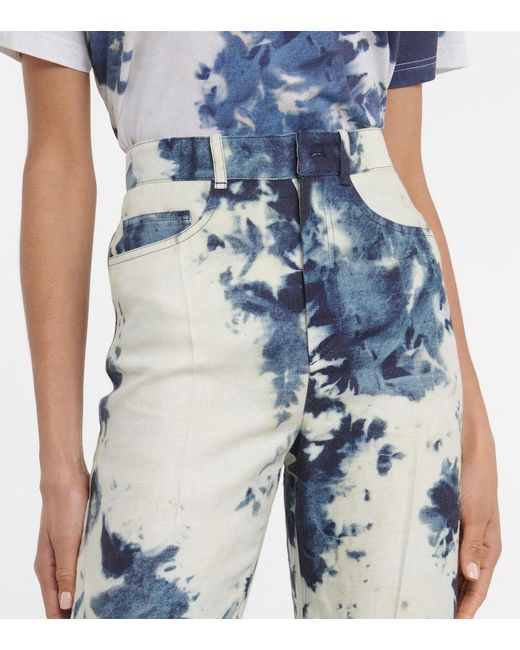 Chloé Blue Chloe Tie-dye Linen Flared Pants