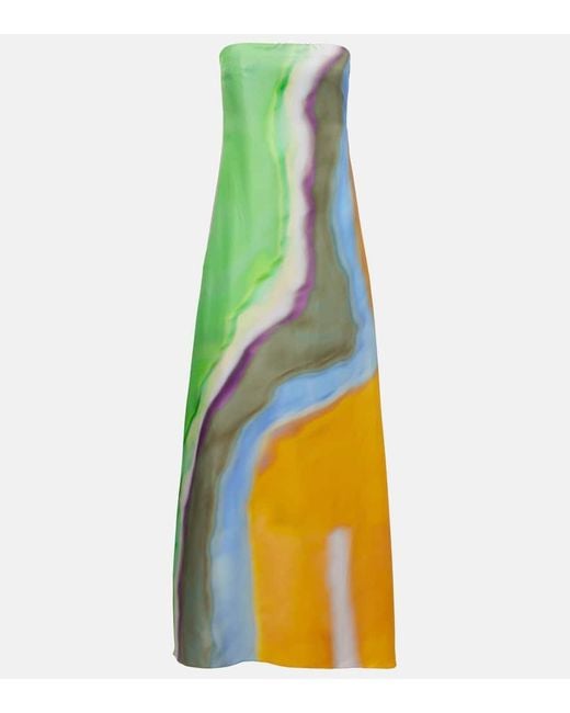 Christopher Esber Yellow Printed Silk Satin Maxi Dress
