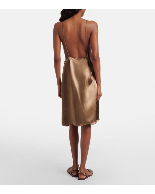 Miu Miu Brown Open-Back Satin Minidress