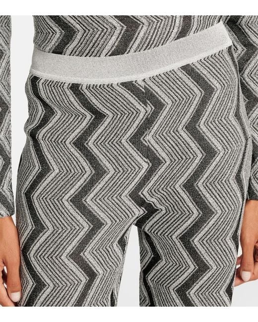 Missoni Gray Zig Zag Lame Wide-Leg Pants