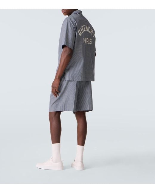 Givenchy Blue Checked Cotton Bowling Shirt for men