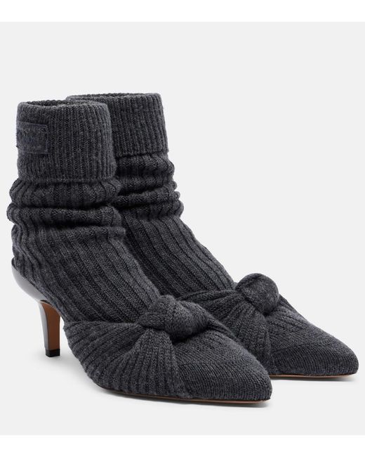 Chloé Black Ribbed-Knit Sock Boots