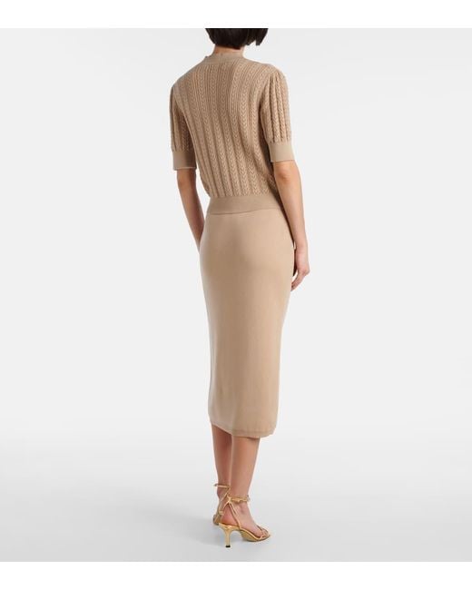 Alessandra Rich Natural Pointelle Cotton And Cashmere Cardigan